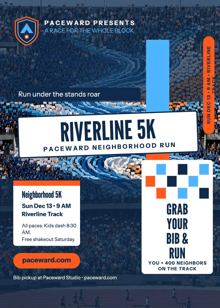 Riverline 5K tifo run invite, Paceward template