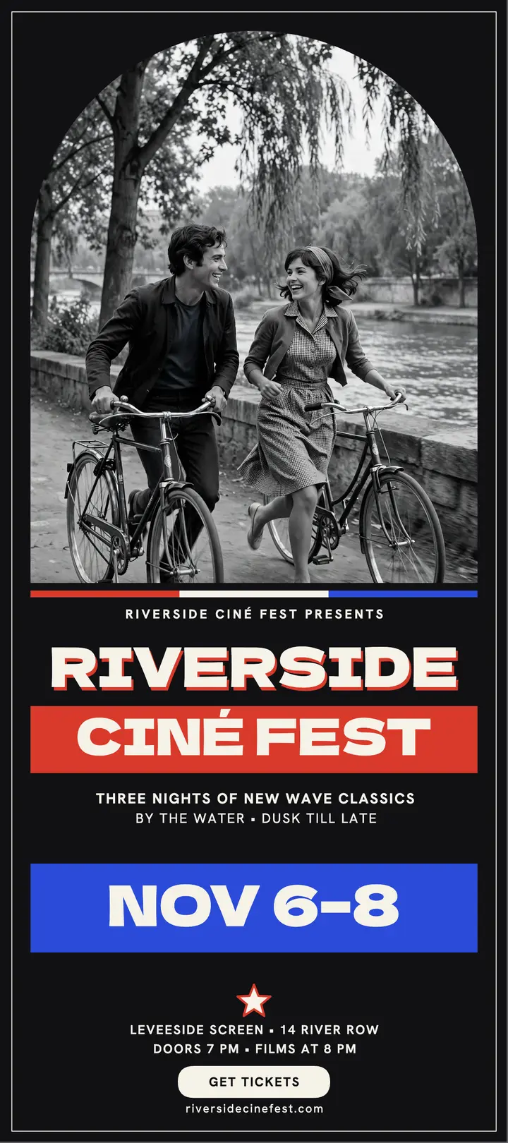 Riverside Cine Fest new wave rack card template