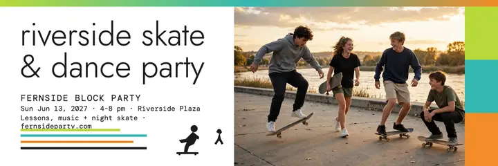 Fernside riverside skate party header template