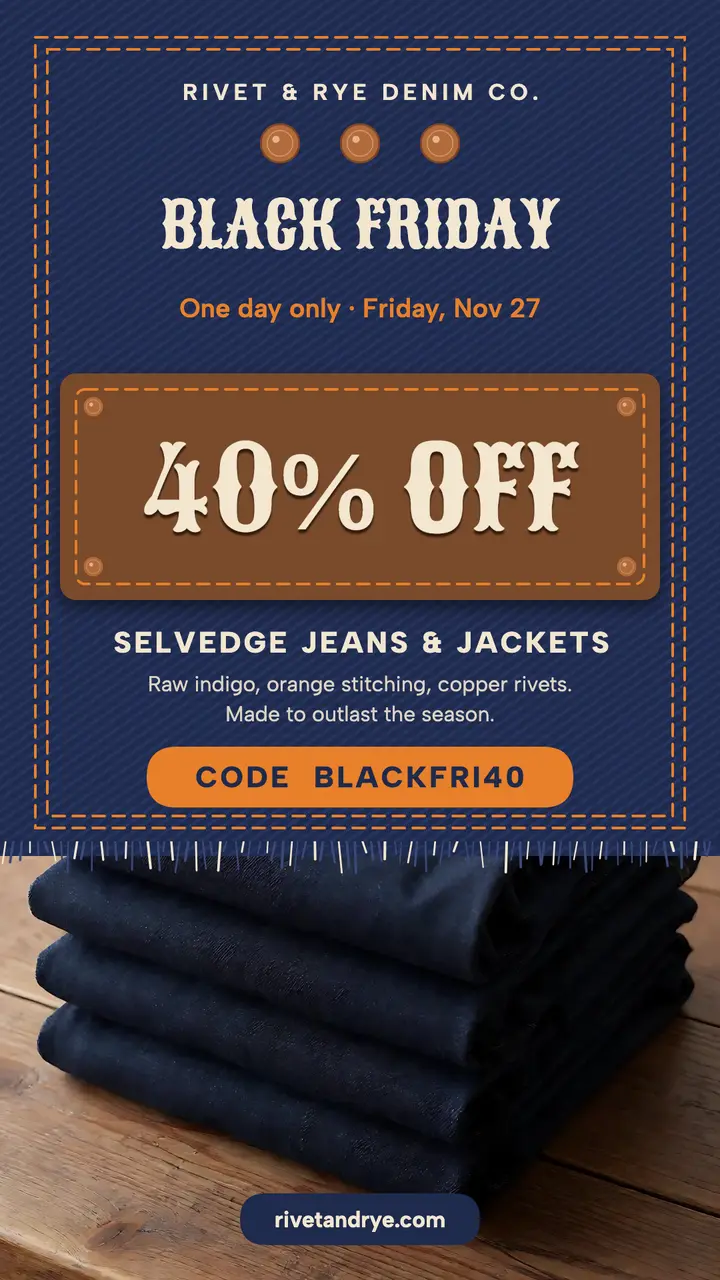 Rivet & Rye Denim Co. Black Friday story template