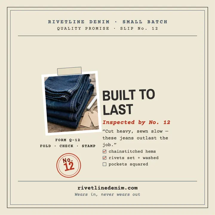 Rivetline Denim quality promise post template
