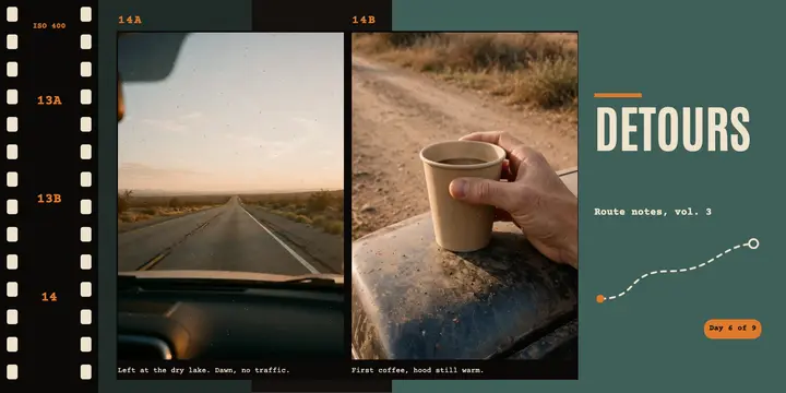 Road trip detours half-frame diptych post template