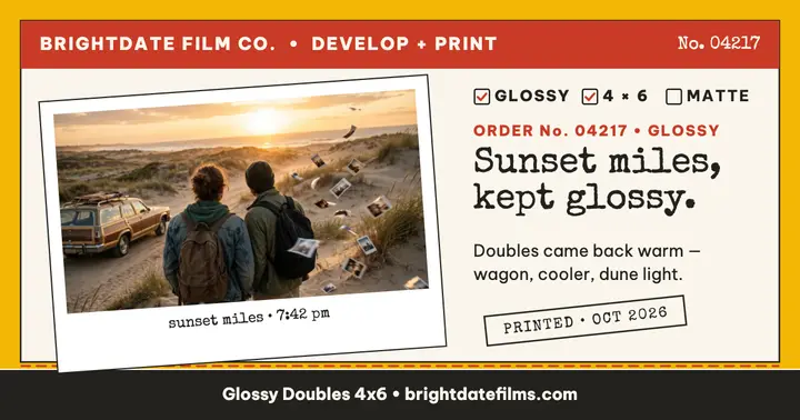 Brightdate road trip prints envelope post: film lab prints post template