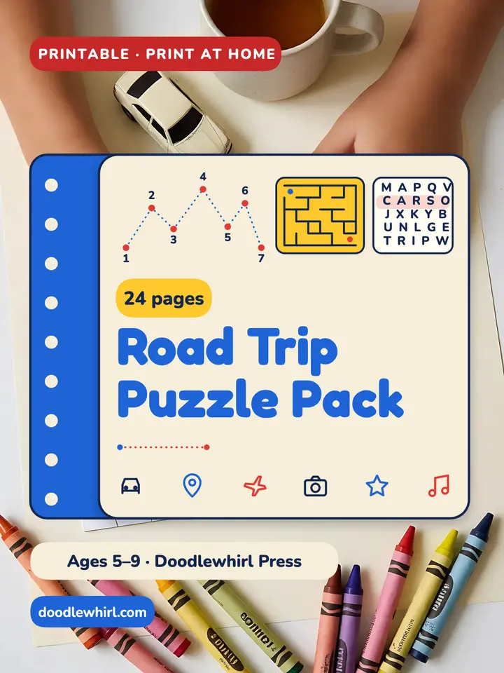 Road trip puzzle pack activity book post template