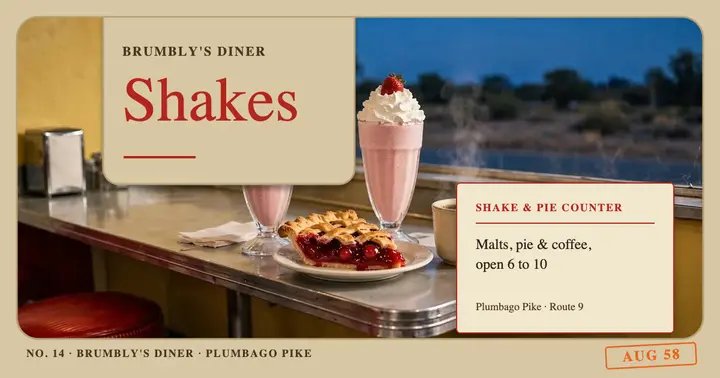 Brumbly's Diner shakes and pie slide post template
