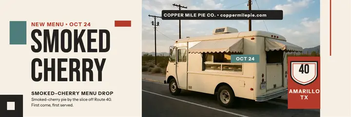Copper Mile smoked cherry pie menu header template