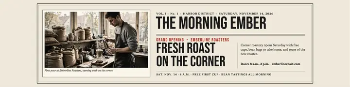 Emberline Roasters front page banner template