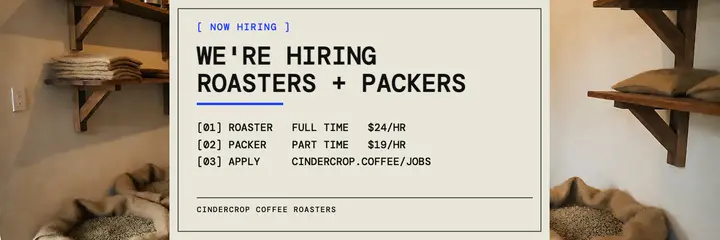 Cindercrop roastery hiring X header template