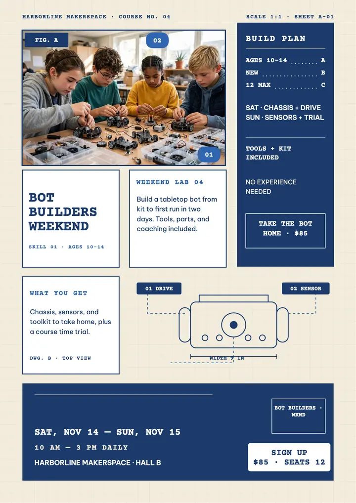 Bot Builders Weekend blueprint flyer template
