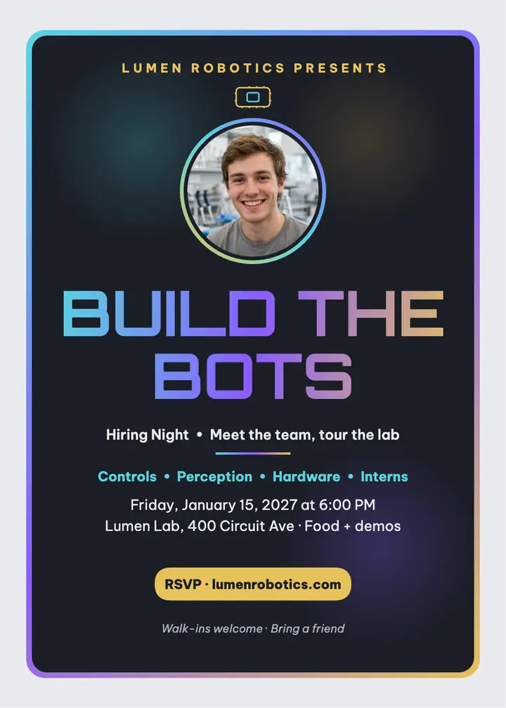 Lumen Robotics hiring night invitation template