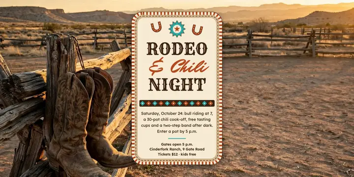 Rodeo and chili night X post, western rodeo template