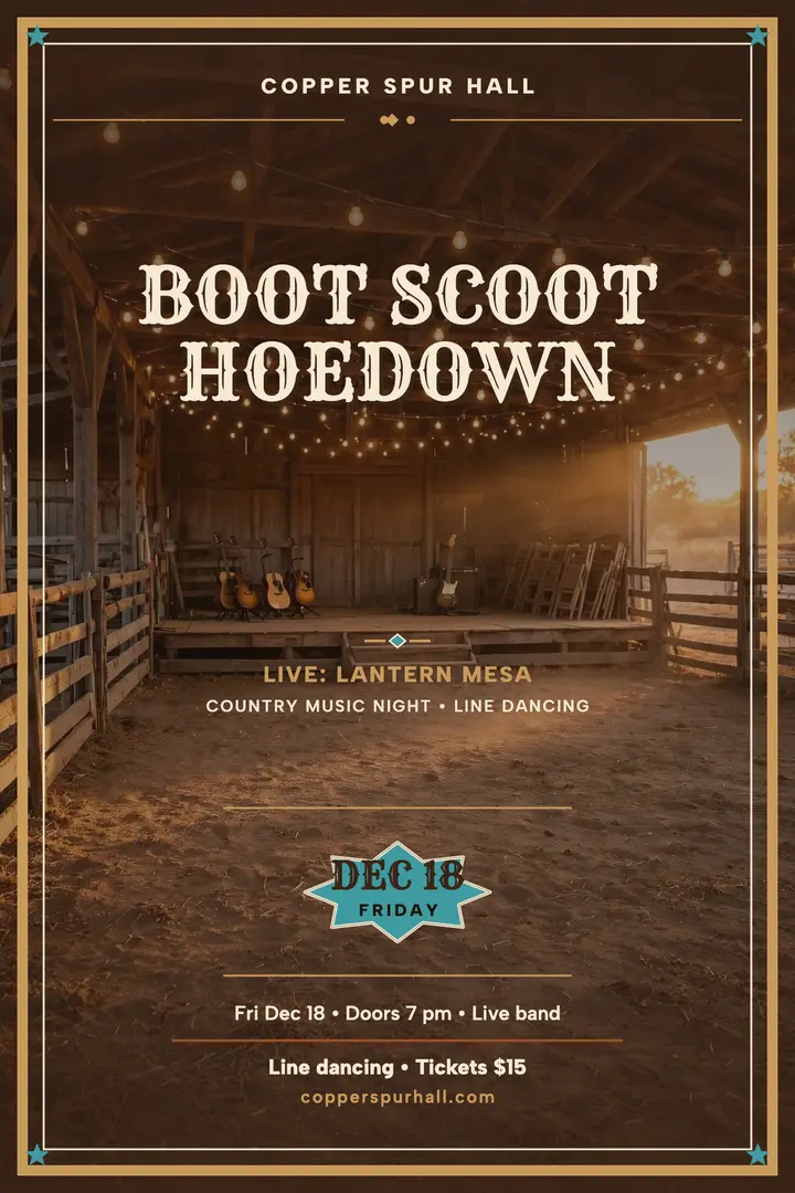 Copper Spur dance hall hoedown poster template