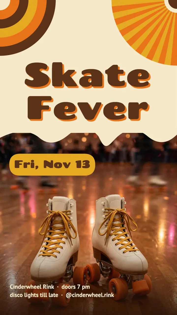 Cinderwheel Rink skate night story: roller skate night story template