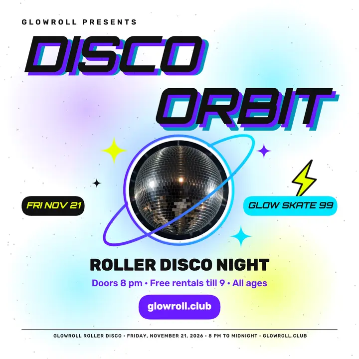 Glowroll roller disco night rave post template