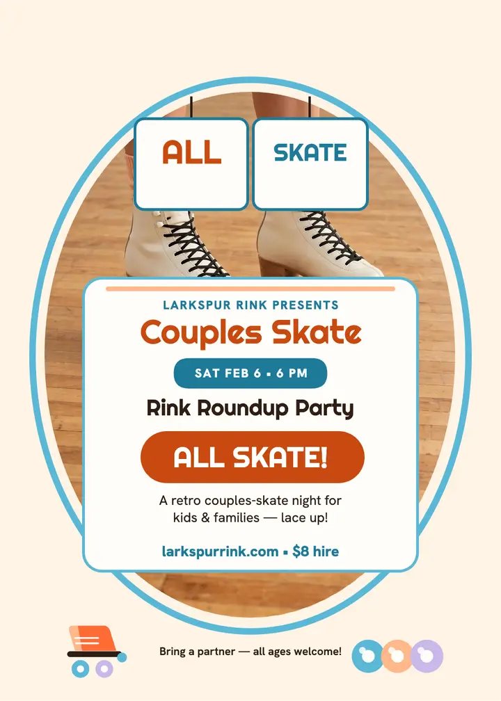 Larkspur Rink Roundup couples skate invitation template