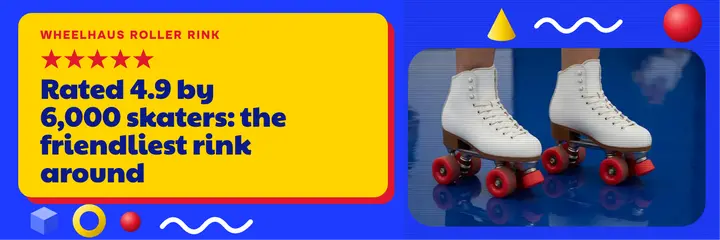 Roller rink customer rating X header, 90s TV ident template