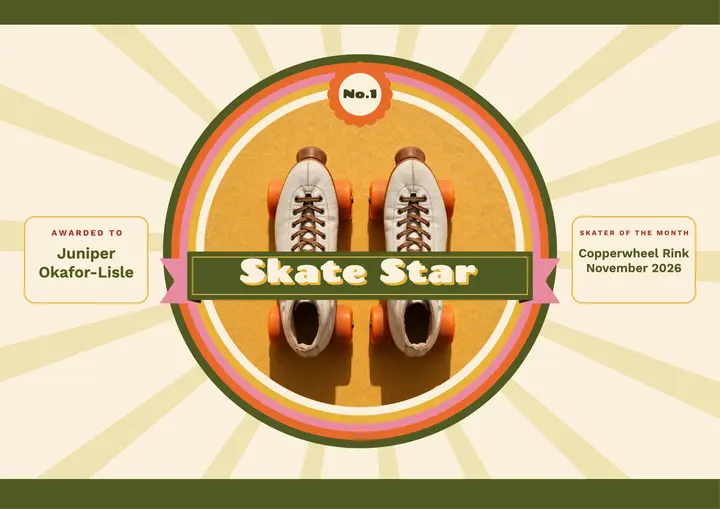 Skater of the month certificate, groovy template