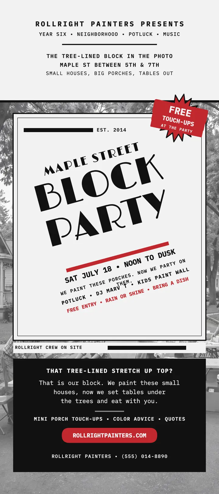 Rollright block party rack flyer: block party flyer template