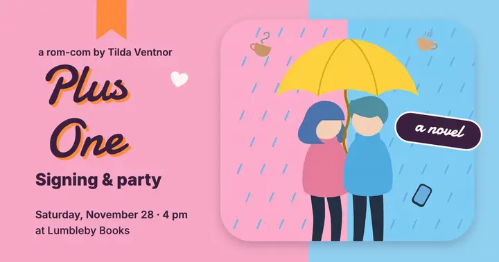 Plus One rom-com novel launch party post template