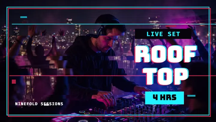 Ninefold rooftop DJ set thumbnail, glitch split template