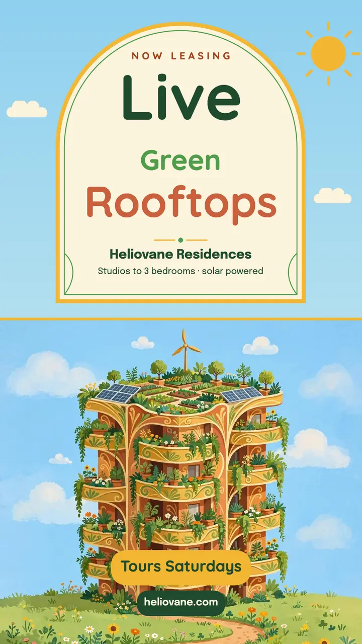 Heliovane rooftop garden apartments now leasing story template
