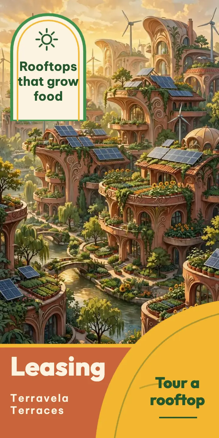 Rooftop garden leasing half-page ad template