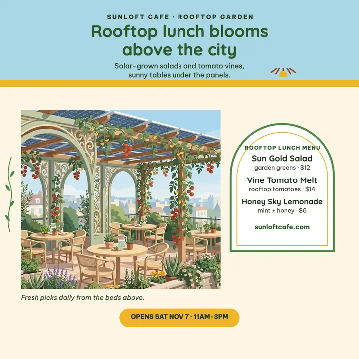 Sunloft rooftop lunch menu post template