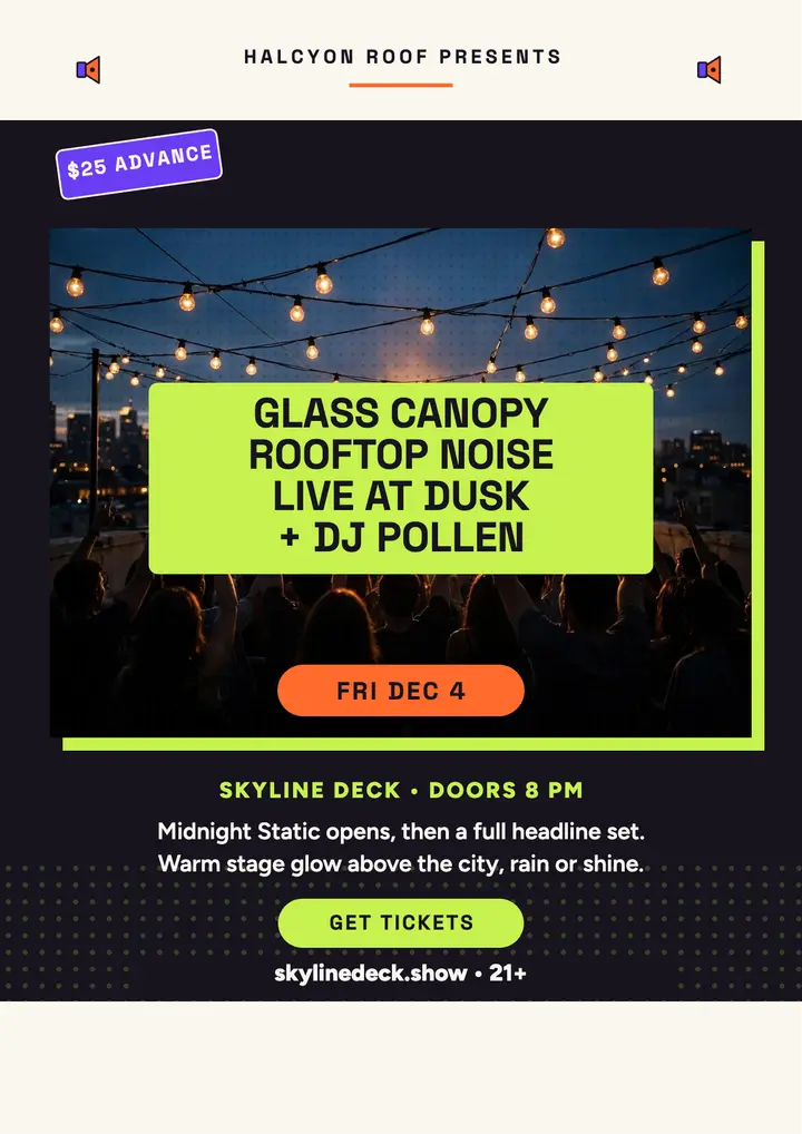 Glass Canopy rooftop gig grain flyer template