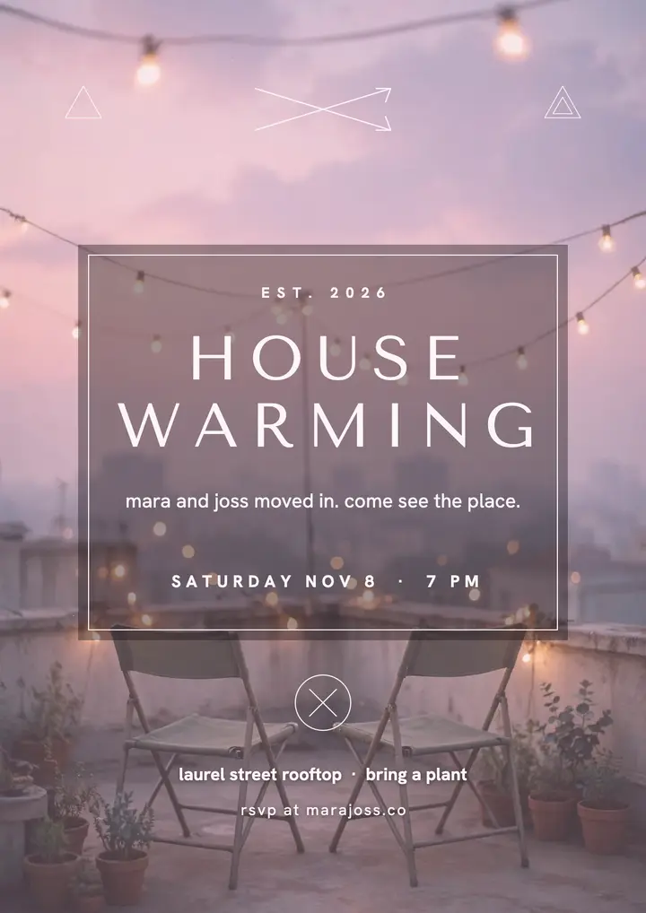 Rooftop housewarming hazy flyer template