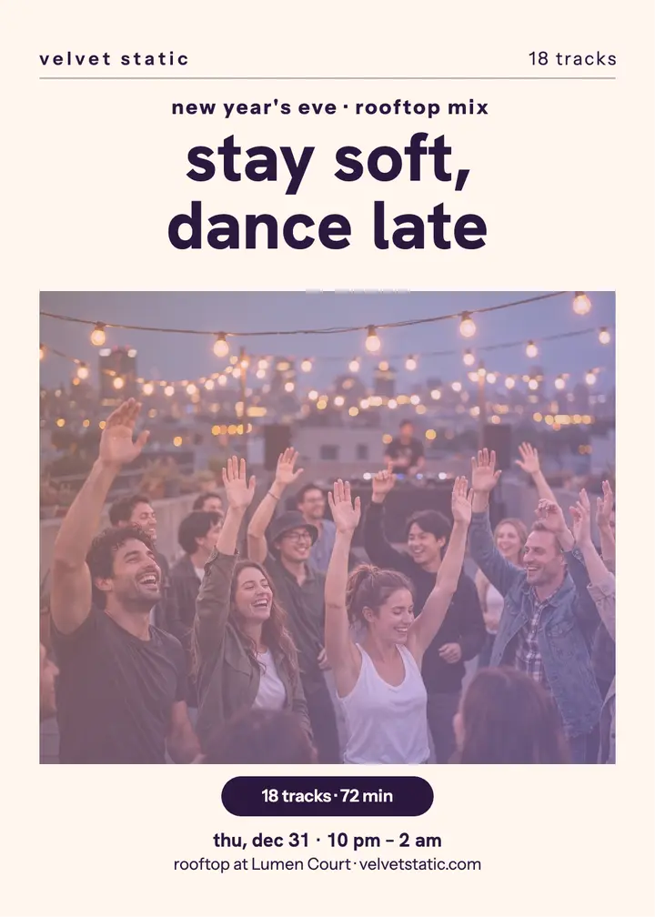 Velvet Static rooftop mood invitation: rooftop dj night invitation template