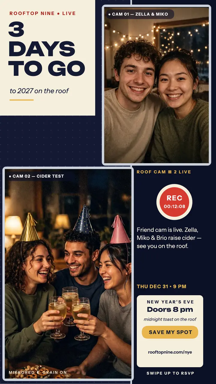 Rooftop Nine New Year's Eve countdown story template