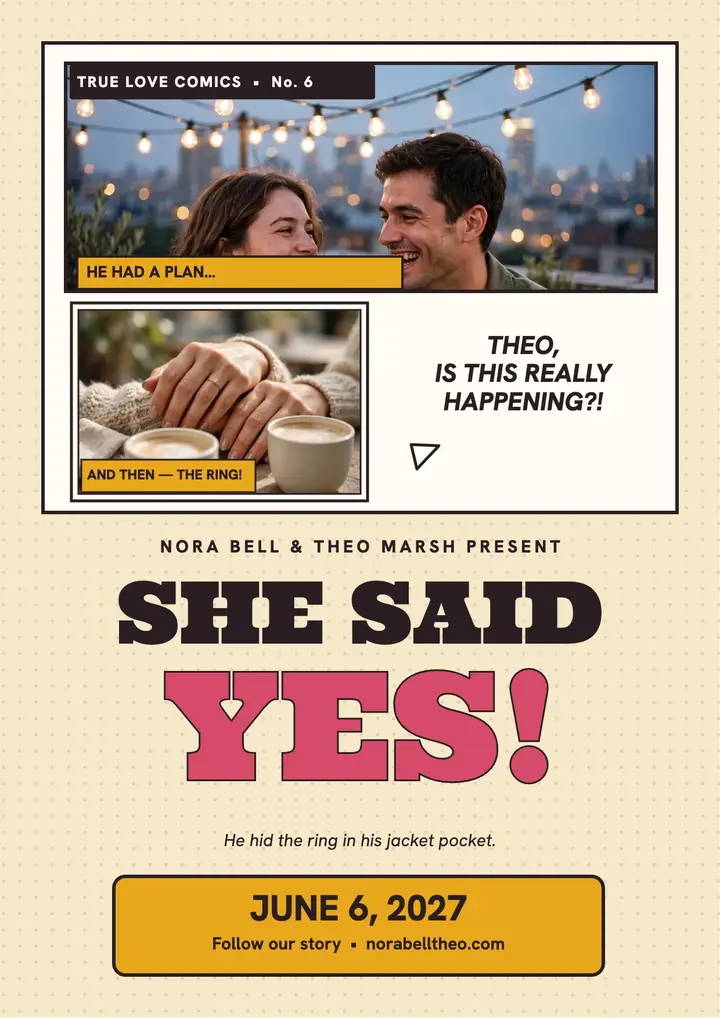 Rooftop proposal comic flyer template