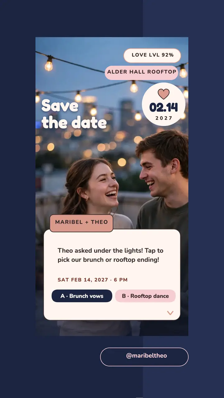 Maribel and Theo rooftop proposal story template