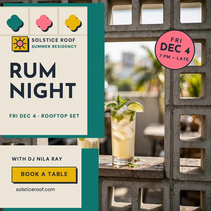 Solstice Roof rum night residency post template