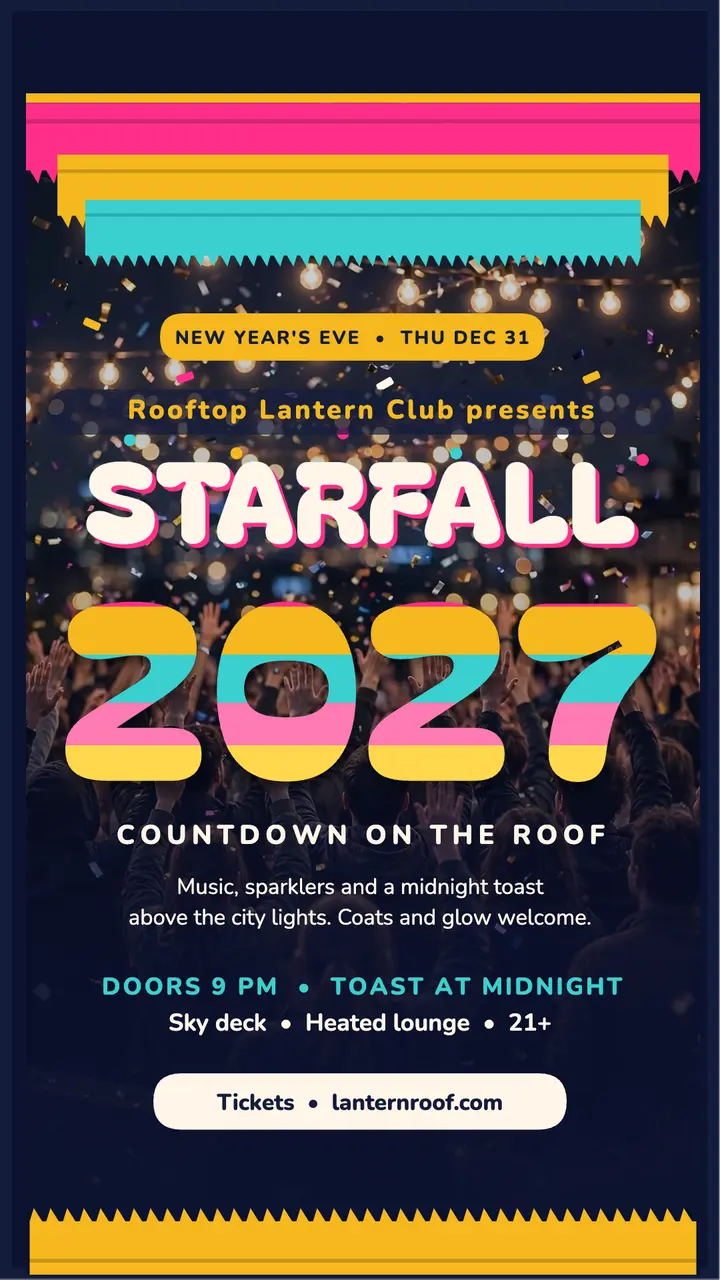 Starfall rooftop New Year countdown story template