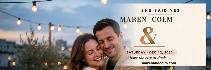 Rooftop yes ampersand header, Maren and Colm template