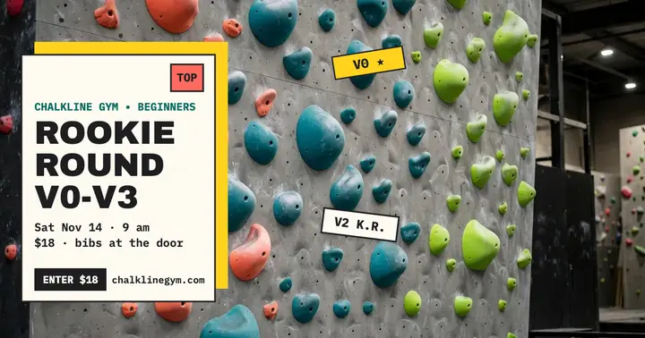 Rookie Round bouldering comp wall post: bouldering comp post template