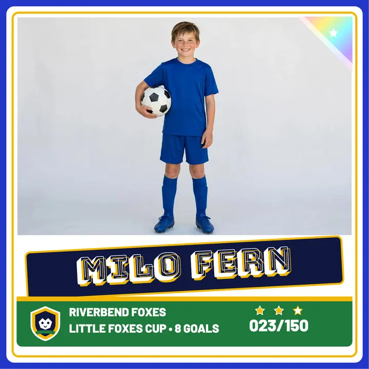 Milo Fern rookie soccer trading card cover template