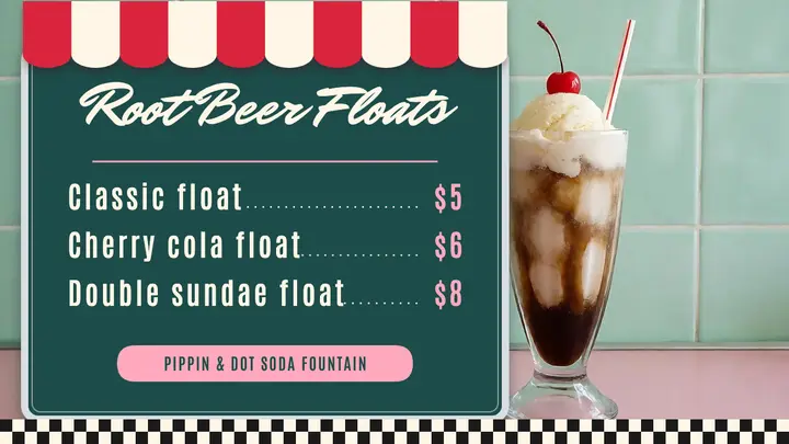 Pippin & Dot root beer float menu board template