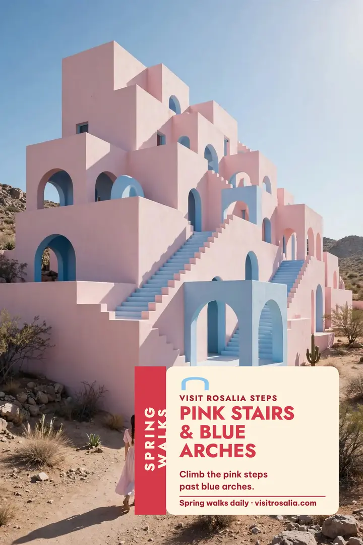 Rosalia pink stairs travel poster template