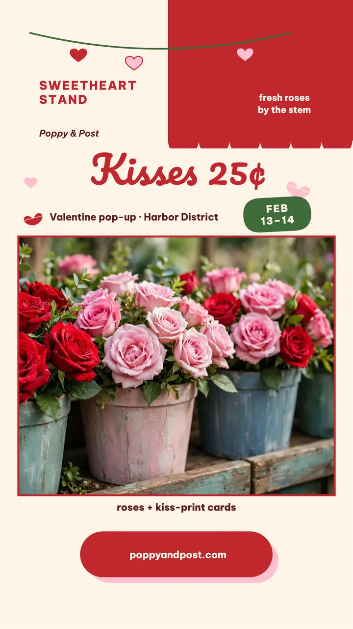 Sweetheart Stand rose booth story template