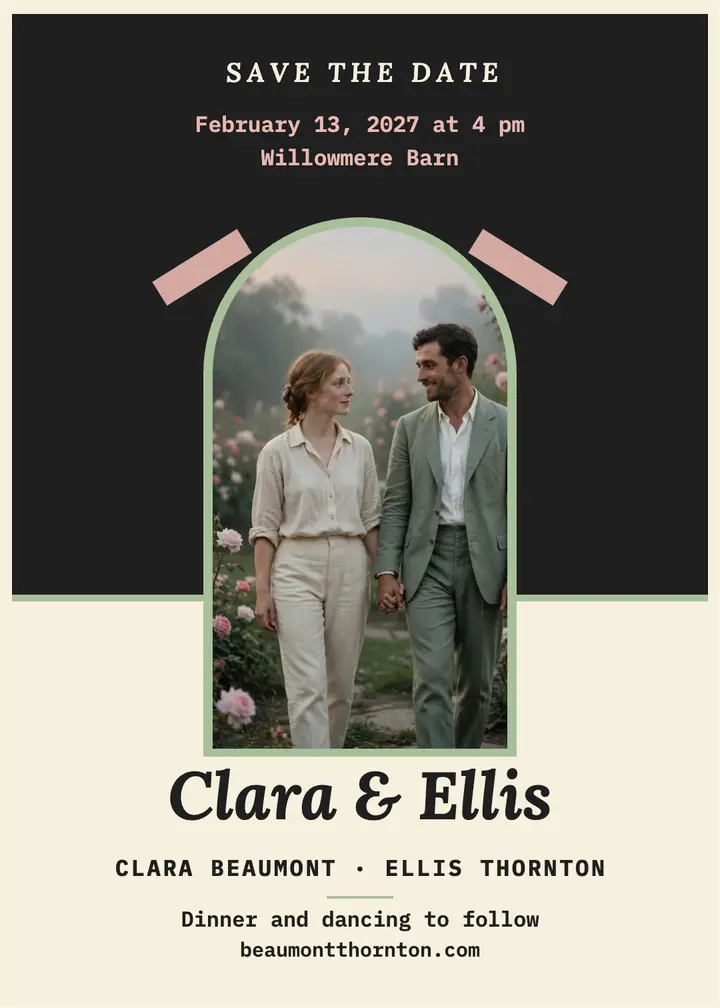 Clara and Ellis rose garden invitation template