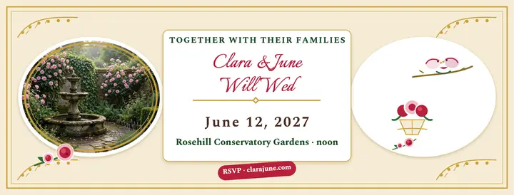 Clara and June garden wedding cover template