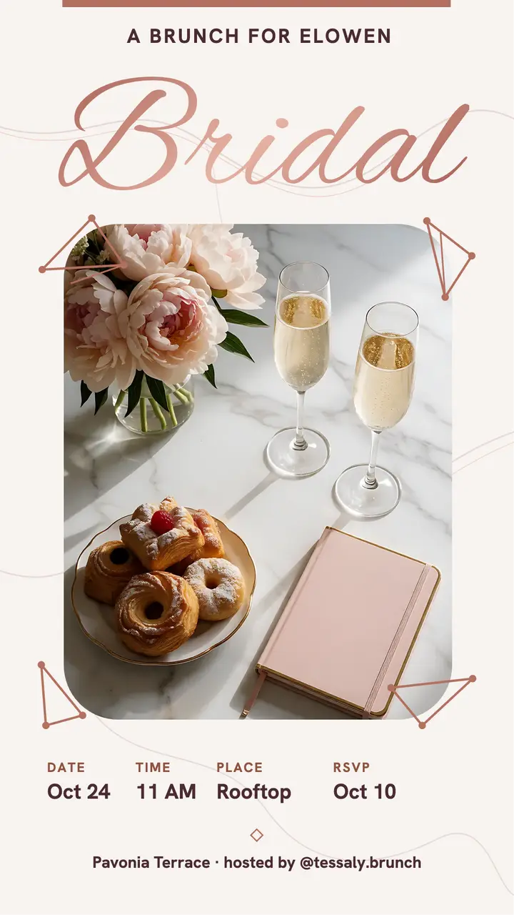 Elowen's rooftop bridal shower brunch story template