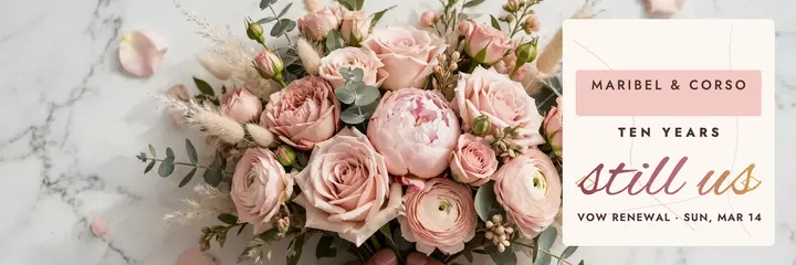 Maribel and Corso rose gold vow renewal header template