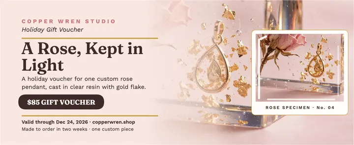 Copper Wren rose resin voucher template