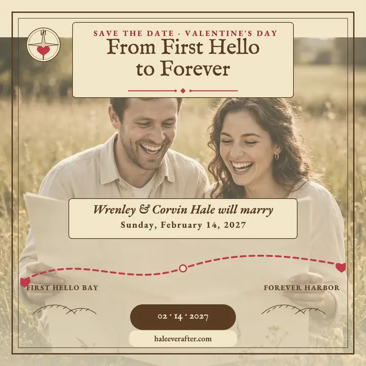 Wrenley and Corvin rose route save the date: valentine save-the-date post template