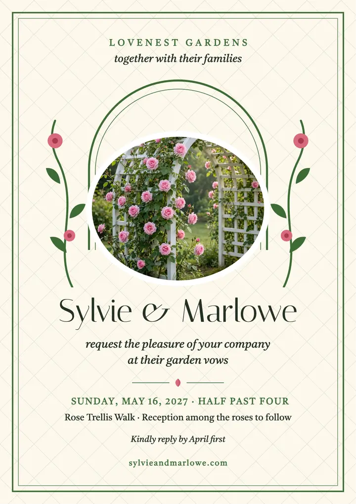 Sylvie and Marlowe garden trellis invitation template