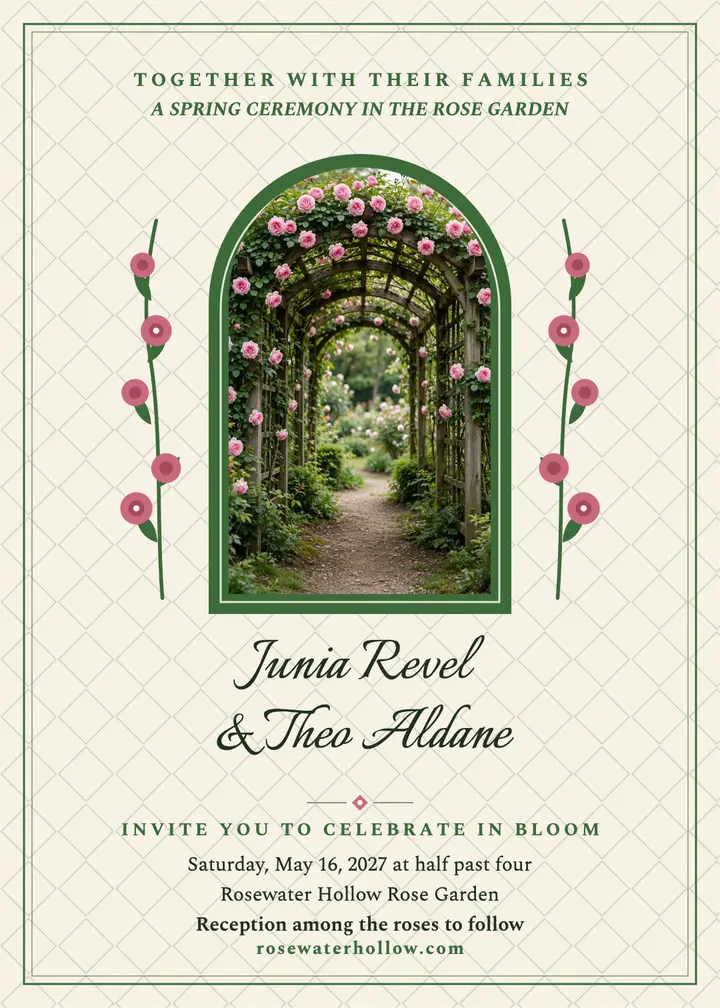 Junia and Theo rose garden invitation template