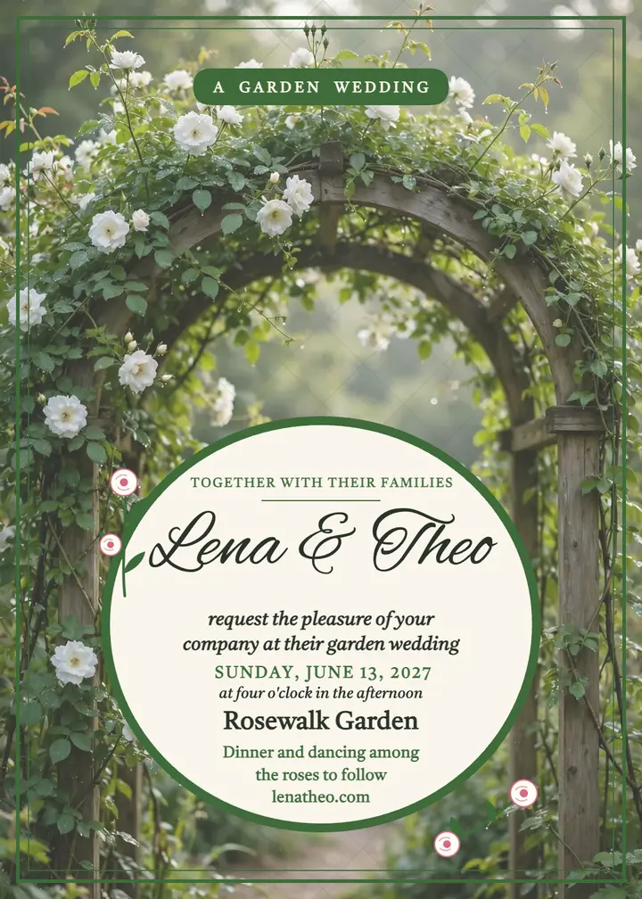 Lena and Theo rose trellis invite template